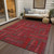 3' X 5' Red And Brown Geometric Washable Indoor Outdoor Area Rug