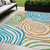 5' X 8' White Orange And Teal Blue Abstract Washable Indoor Outdoor Area Rug