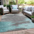 3' X 5' Teal Blue And Gray Abstract Washable Indoor Outdoor Area Rug - 880016421712