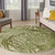 5' Ivory And Green Round Palm Leaf Indoor Outdoor Area Rug - Ivory, Green