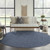 8' Navy Blue And Ivory Round Geometric Indoor Outdoor Area Rug