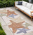 8' Ivory Yellow Orange And Green Starfish Indoor Outdoor Runner Rug