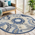 5' Blue And Gray Round Floral Indoor Outdoor Area Rug