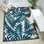 8' X 11' Navy Blue And Ivory Palm Leaf Indoor Outdoor Area Rug
