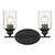 Two Light Matte Black Wall Light with Clear Glass Shade