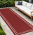 8' Brick Red And Ivory Indoor Outdoor Runner Rug