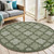 4' Dark Green And Light Green Round Geometric Indoor Outdoor Area Rug