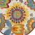 5' Ivory Blue Orange Red And Yellow Round Floral Indoor Outdoor Area Rug