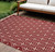 6' X 9' Brick Red And Ivory Geometric Indoor Outdoor Area Rug
