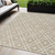 5' X 8' Cream and Brown Geometric Distressed Indoor Outdoor Area Rug