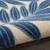 7' X 10' Navy Blue And Beige Botanical Leaves Indoor Outdoor Area Rug