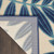 7' X 10' Navy Blue And Beige Botanical Leaves Indoor Outdoor Area Rug