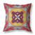 26” Red Yellow Geo Tribal Indoor Outdoor Throw Pillow