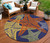 8' Blue Yellow And Orange Round Starfish Indoor Outdoor Area Rug - Blue, Yellow, Orange