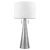 34" Silver Metal Two Light Table Lamp With White Empire Shade
