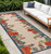 8' Ivory Orange Blue And Green Floral Indoor Outdoor Runner Rug