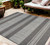 9' X 12' Blue and Gray Striped Stain Resistant Indoor Outdoor Area Rug - Blue, Gray