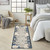 6' Blue And Gray Floral Indoor Outdoor Runner Rug - Blue, Gray