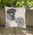 20" Black Gray and White Handmade Floral Indoor Outdoor Throw Pillow