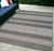 5' X 8' Blue and Gray Striped Stain Resistant Indoor Outdoor Area Rug