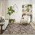 9' X 12' Brown And Ivory Floral Indoor Outdoor Area Rug