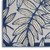 8' X 11' Navy Blue And Ivory Botanical Leaves Indoor Outdoor Area Rug