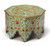 29" Green Wood Hexagon Abstract Floral Coffee Table