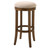 25" Cream and Brown Fabric and Solid Wood Backless Counter Height Swivel Bar Chair
