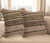Set of Two 18" Brown and Dark Green Striped Cotton Blend Throw Pillows with Texture