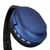 Navy Blue Bluetooth Headphone with black soft comfort padding & Chrome Silver Buttons with compact folding design