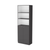 71" Gray And White Wood Three Tier Bookcase with Two Doors