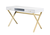 47" White and Gold Wood and Metal Computer Desk With Two Drawers