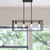 Black Metal Four Light Caged Rectangular Hanging Pendent Light