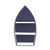 30" Navy Blue And White Metal and Wood Boat Shaped Bookcase