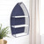 30" Navy Blue And White Metal and Wood Boat Shaped Bookcase