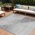 10' X 14' Gray Silver And Charcoal Abstract Washable Indoor Outdoor Area Rug