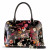 Night Blossom Flower Print Lightweight Black Leather Handbag