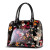 Night Blossom Flower Print Lightweight Black Leather Handbag