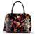 Night Blossom Flower Print Lightweight Black Leather Handbag