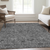 8' X 10' Gray Charcoal And Silver Floral Washable Indoor Outdoor Area Rug