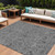 8' X 10' Gray Charcoal And Silver Floral Washable Indoor Outdoor Area Rug