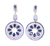 Blue Lace Agate & Sapphire Color Circle Dangle Earrings, 925 Sterling Silver