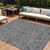 10' X 14' Gray Charcoal And Silver Floral Washable Indoor Outdoor Area Rug