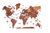 47" X 79" Brown and Tan Wood World Map Hanging Dimensional Sculpture