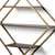 30" Antiqued Brass And Brown Metal And Solid Wood Diamond Shaped Accent Shelf