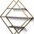 30" Antiqued Brass And Brown Metal And Solid Wood Diamond Shaped Accent Shelf
