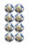 Charming Blue And Gold Set Of 8 Knobs