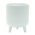 Set of Two White Ceramic Striped Footed Pot Planters