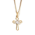 Plated Open Petal Cross With Dove Necklace