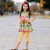 AnnLoren Big Little Girls Hawaiian Hibiscus Tropical Floral Dress & Yellow Leggings Boutique Set